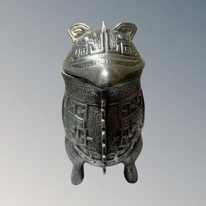 James Mont Style MCM Metal Bird Pitcher Stylized Mythical Pewter Tone Bird